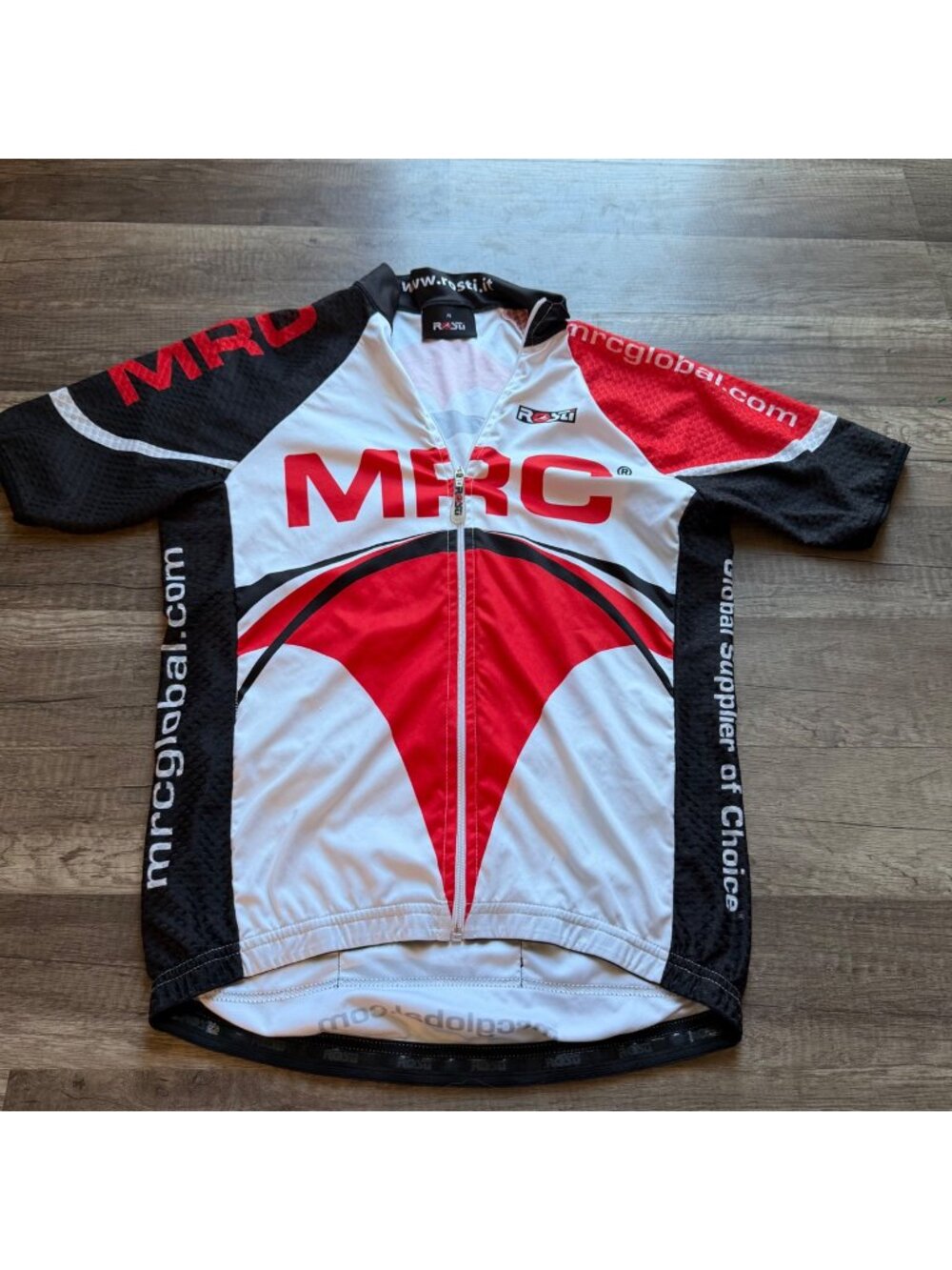 Rosti MRC Cycling Jersey Mens M Red/Black/White Full-Zip Short Sleeve Race Fit